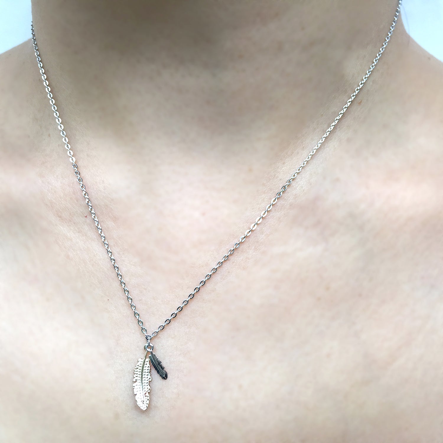 Tiny Silver Necklace, Small Feather Necklace, Minimalist Jewelry