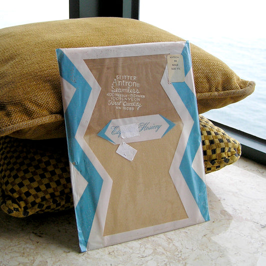 Medias de calcetería exquisitas vintage, medias de nailon de 400 agujas, medias sin costuras con brillo dorado, talla 9 1/2