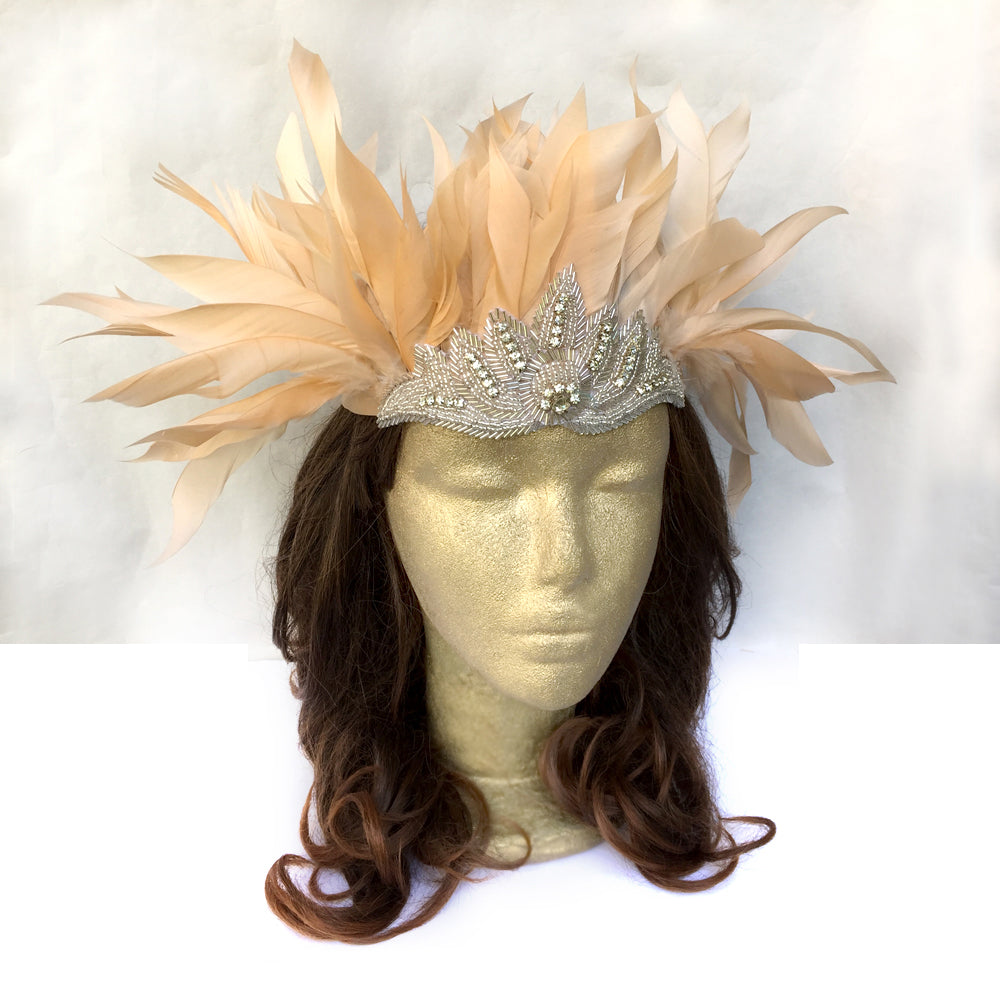 Bohemian Wedding Hair Accessory, Feather Headdress, Feather Headpiece Costume, Boho Chic Jewelry