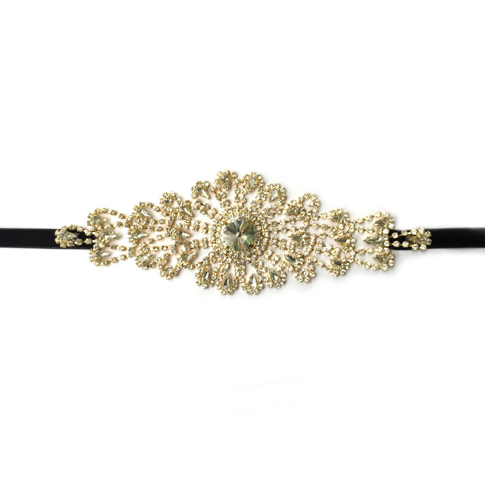Gold Wedding Headbands, Rhinestone Bridal Headband, Gold Rhinestone Halo