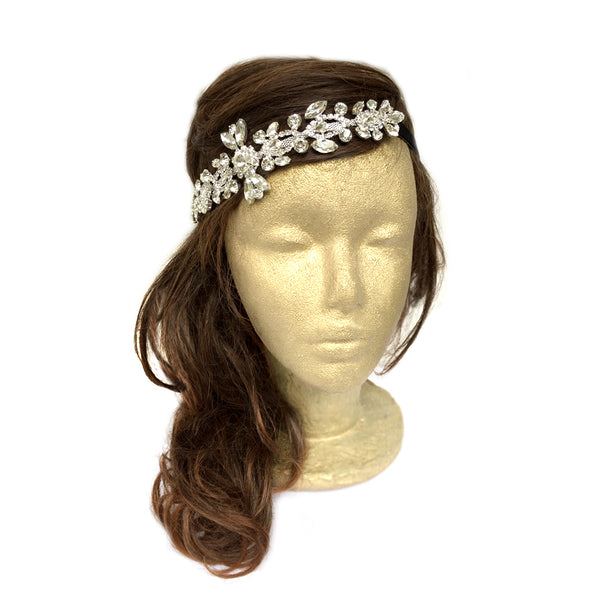 Rhinestone Headpiece for Wedding, Silver Gold Hair Accessory for Vintage Wedding, Hair Jewelry for Boho Wedding