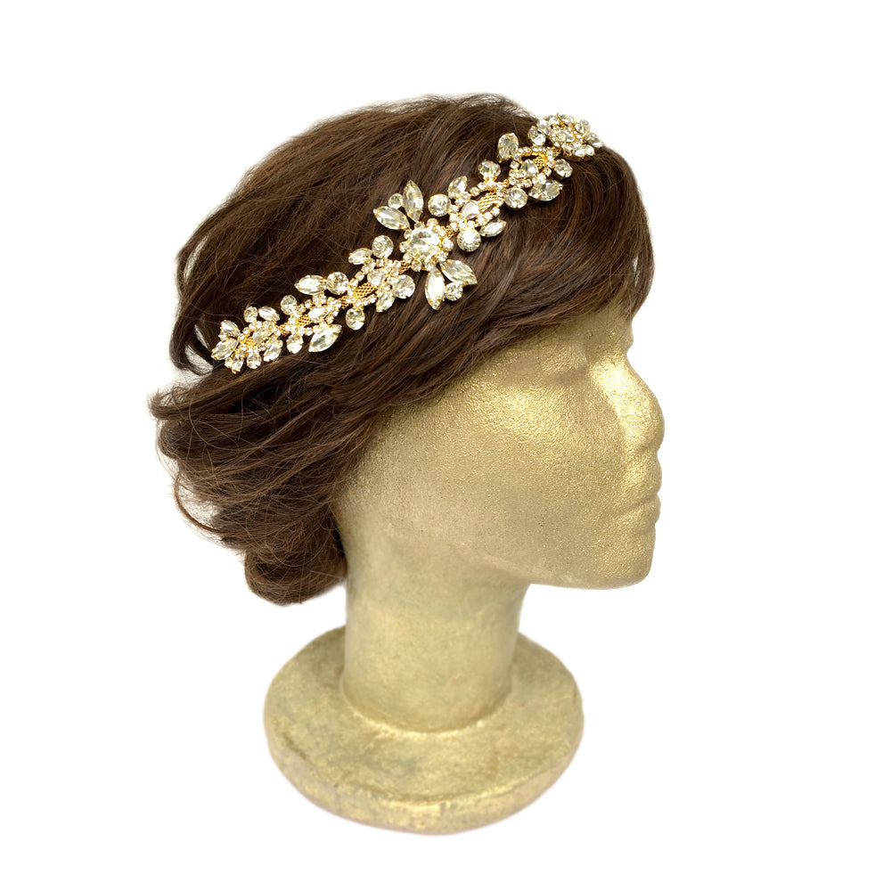 Tocado de pedrería para boda, accesorio para el cabello de oro plateado para boda vintage, joyería para el cabello para boda boho