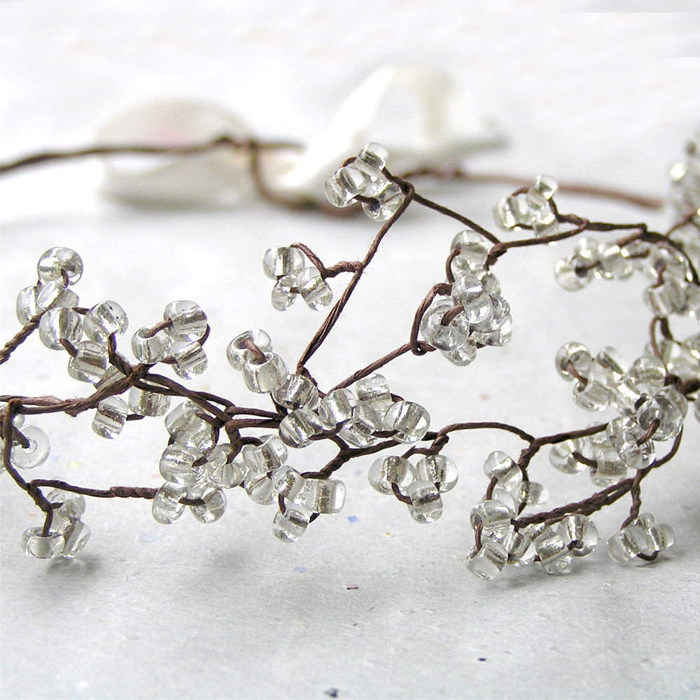 Rustic Wedding Hair Accessory, woodland Hair Wreath, Beaded Wire Headdress
