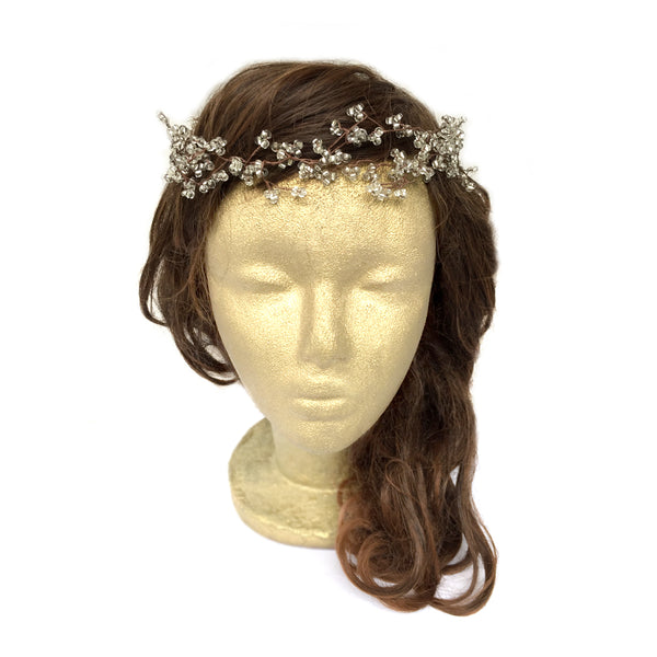 Accesorio rústico para el cabello de boda, corona de pelo del bosque, tocado de alambre con cuentas