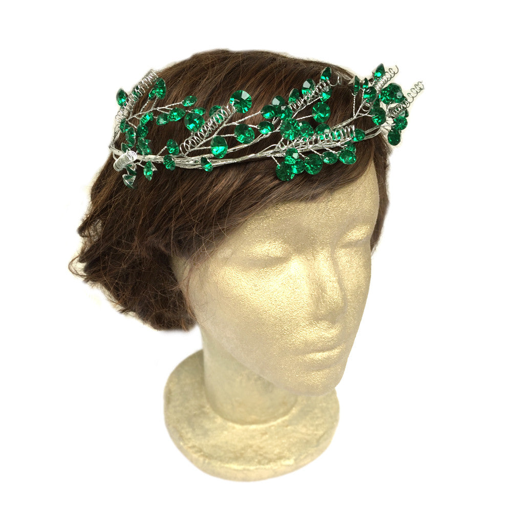 Enredadera de pelo de novia verde, tocado verde, accesorios para el cabello de boda, halo, tiara, accesorios