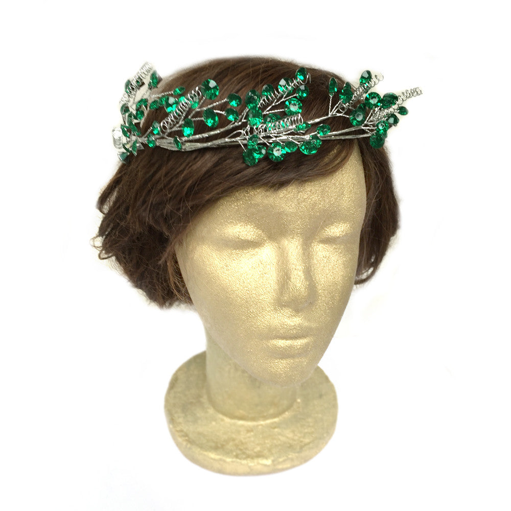 Enredadera de pelo de novia verde, tocado verde, accesorios para el cabello de boda, halo, tiara, accesorios