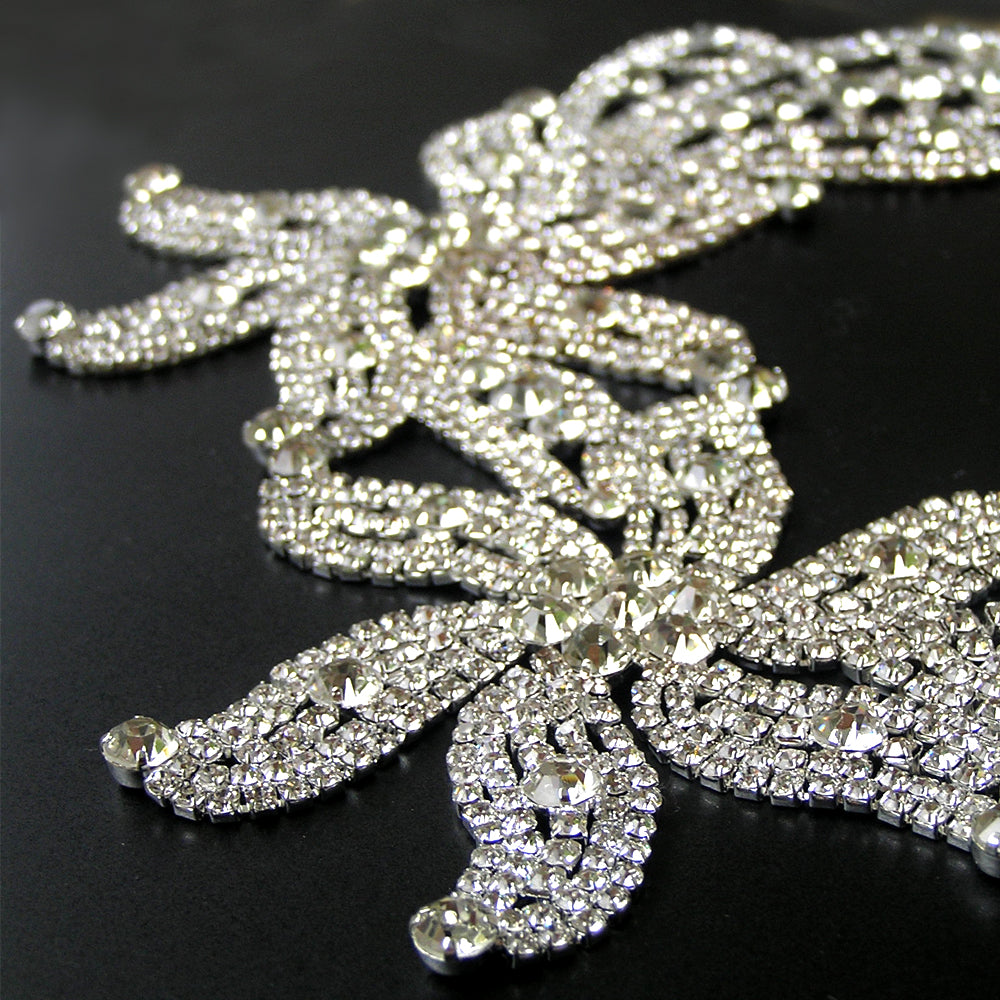 Black Boho Rhinestone Back Headpiece, Big Bridal Back Headpiece for Weddings, Bohemian Headpiece for Back of the Head