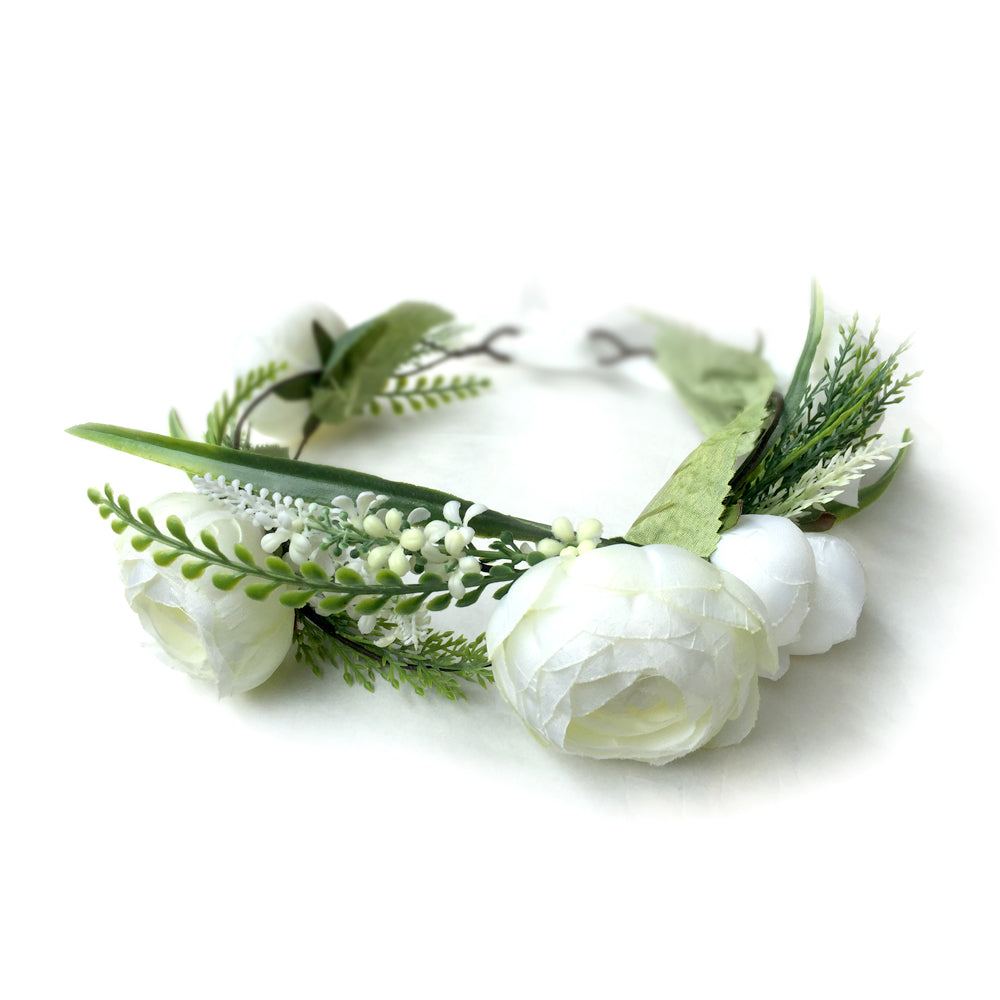 Corona de flores de boda verde, despedida de soltera, despedida de soltera, halo boho