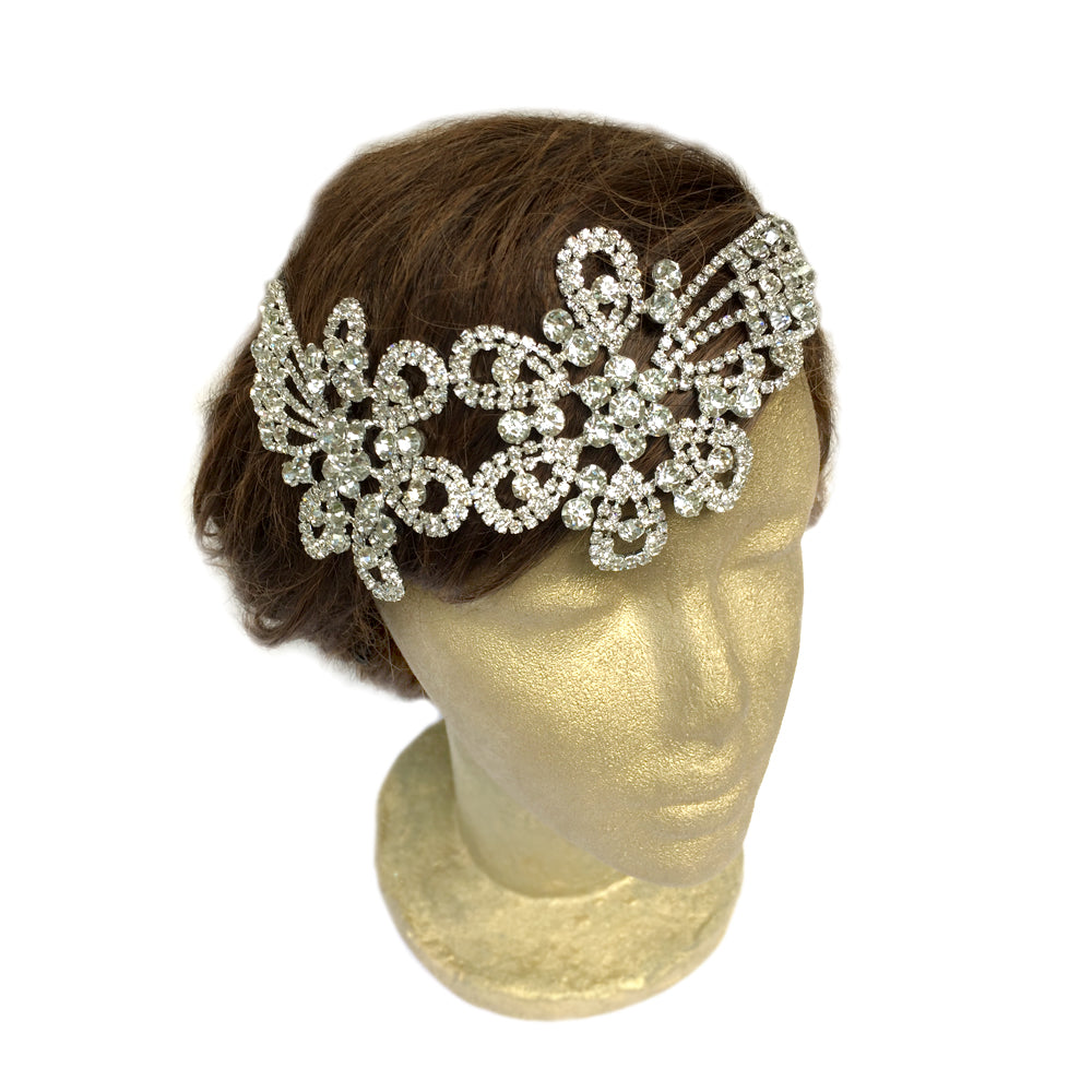 Vintage Style Back Headpiece Wedding, Back Headpiece Bridal, Rhinestone Back Hair Piece