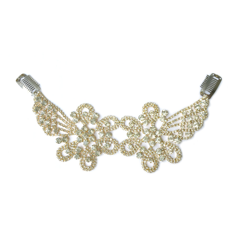 Boda de joyería de pelo vintage, boda de cadena de pelo de plata, peines de pelo vintage Art Déco