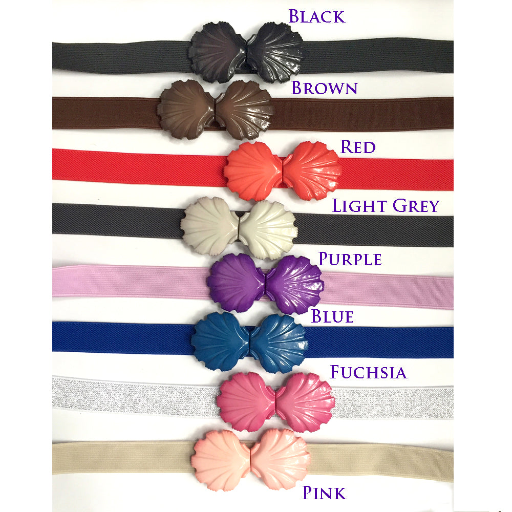 Mermaid Seashell Belt, Elastic Dress Belt, Retro Dress Belt, 1970s Shell Belt Buckle from Japan