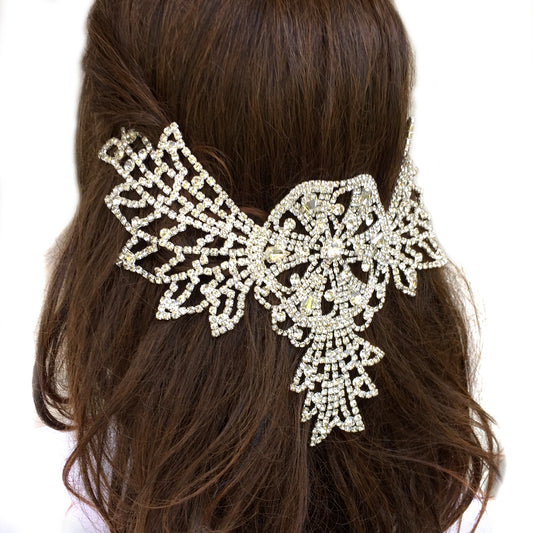 Large Statement Bridal Back Headpiece, Big Back Hair Piece Bridal, Rhinestone Hair Piece Wedding, Dance, Photo shooting