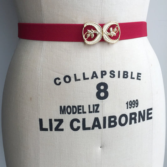 Red Elastic Waist Belt Vintage Dress Belt Evening Belt Vintage Dress Belt Plus Size Petite Size