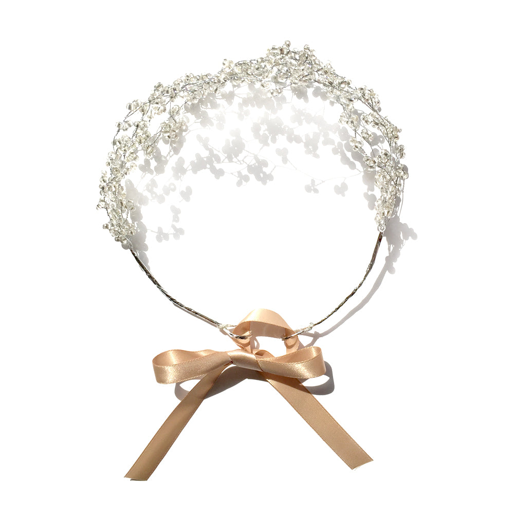 Tiara de pelo de boda, corona de alambre plateado, diadema de halo nupcial
