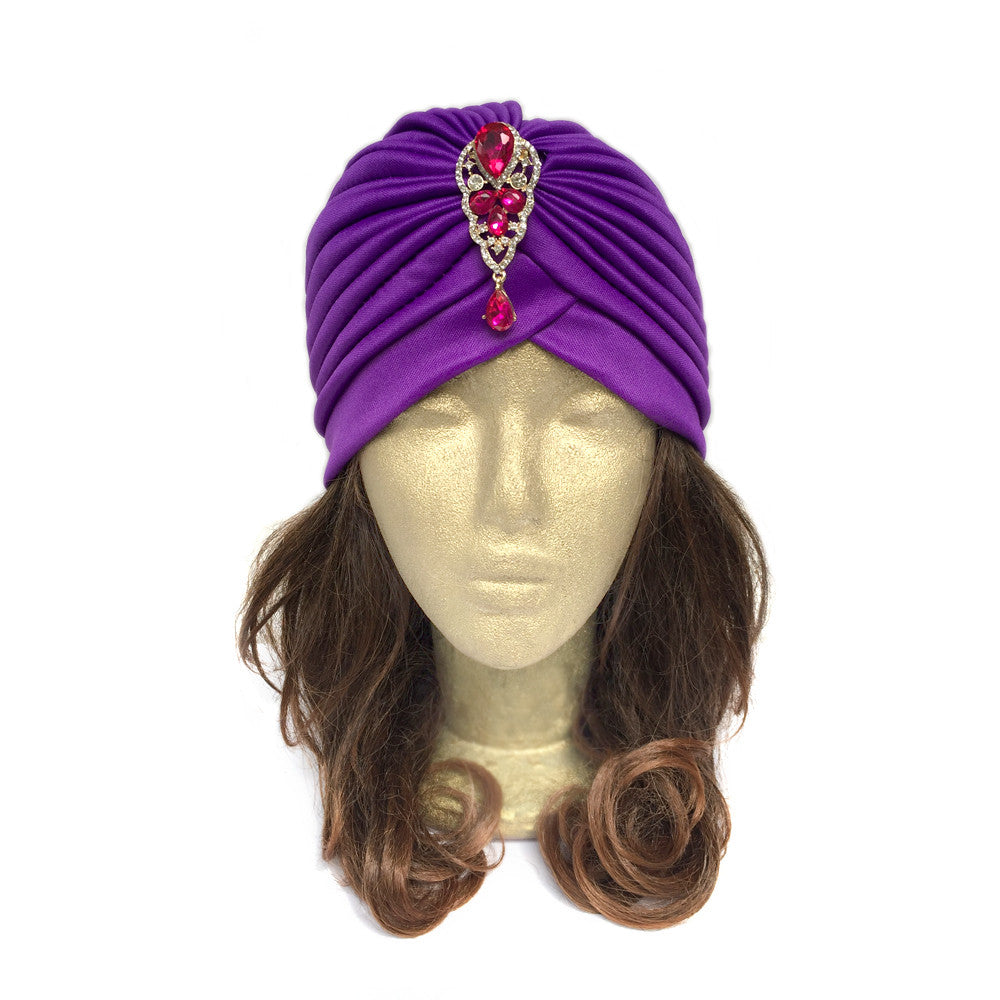 Great Gatsby Themed Clothes, Vintage Themed Party Wear, Purple Turban Hat