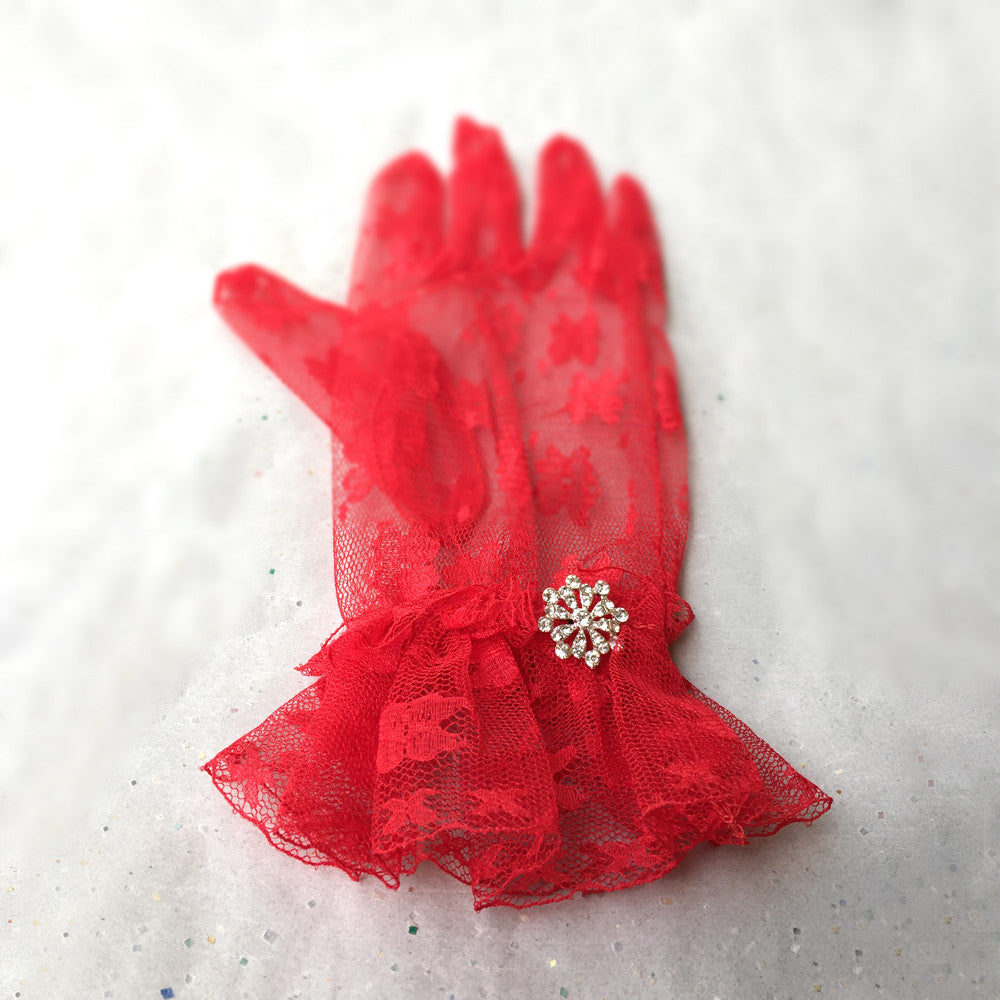 Red Bridal Gloves, Red Wedding Gloves, Gothic Accessories