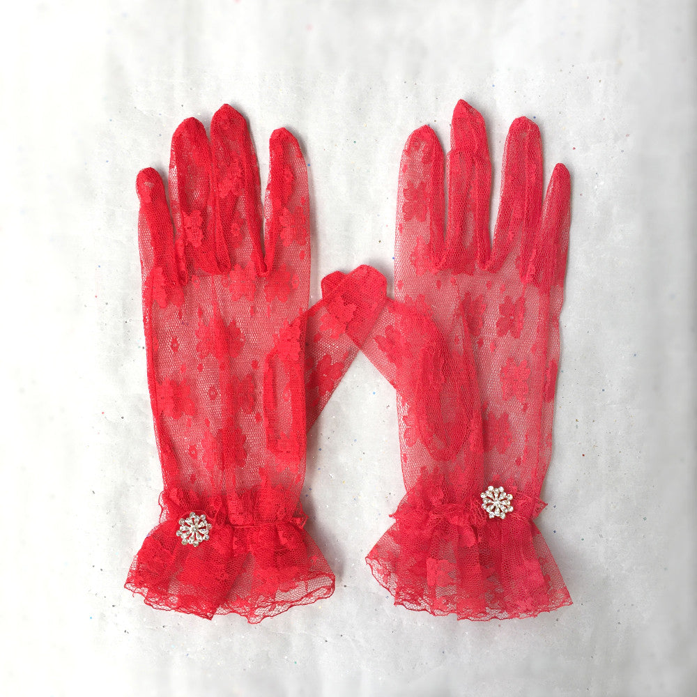 Red Bridal Gloves, Red Wedding Gloves, Gothic Accessories