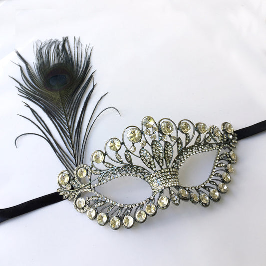 Black Rhinestone Wedding Mask, Black Masquerade Mask, Dance Makeup Masquerade Party