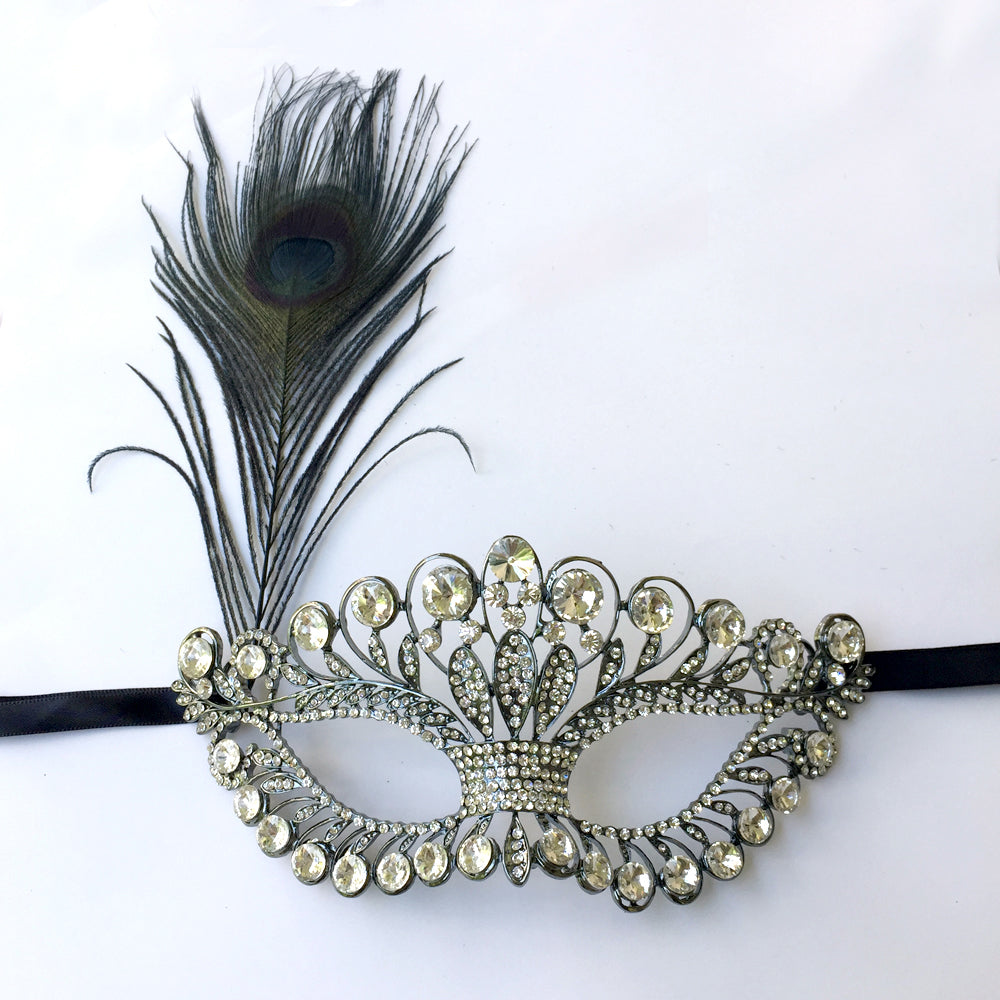 Black Rhinestone Wedding Mask, Black Masquerade Mask, Dance Makeup Masquerade Party