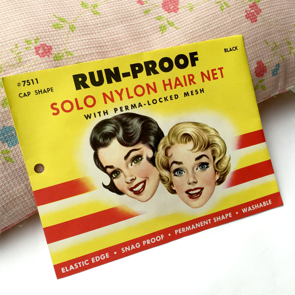 Vintage Solo Nylon Hair Net, Malla de Cabello Negro, Moda Vintage