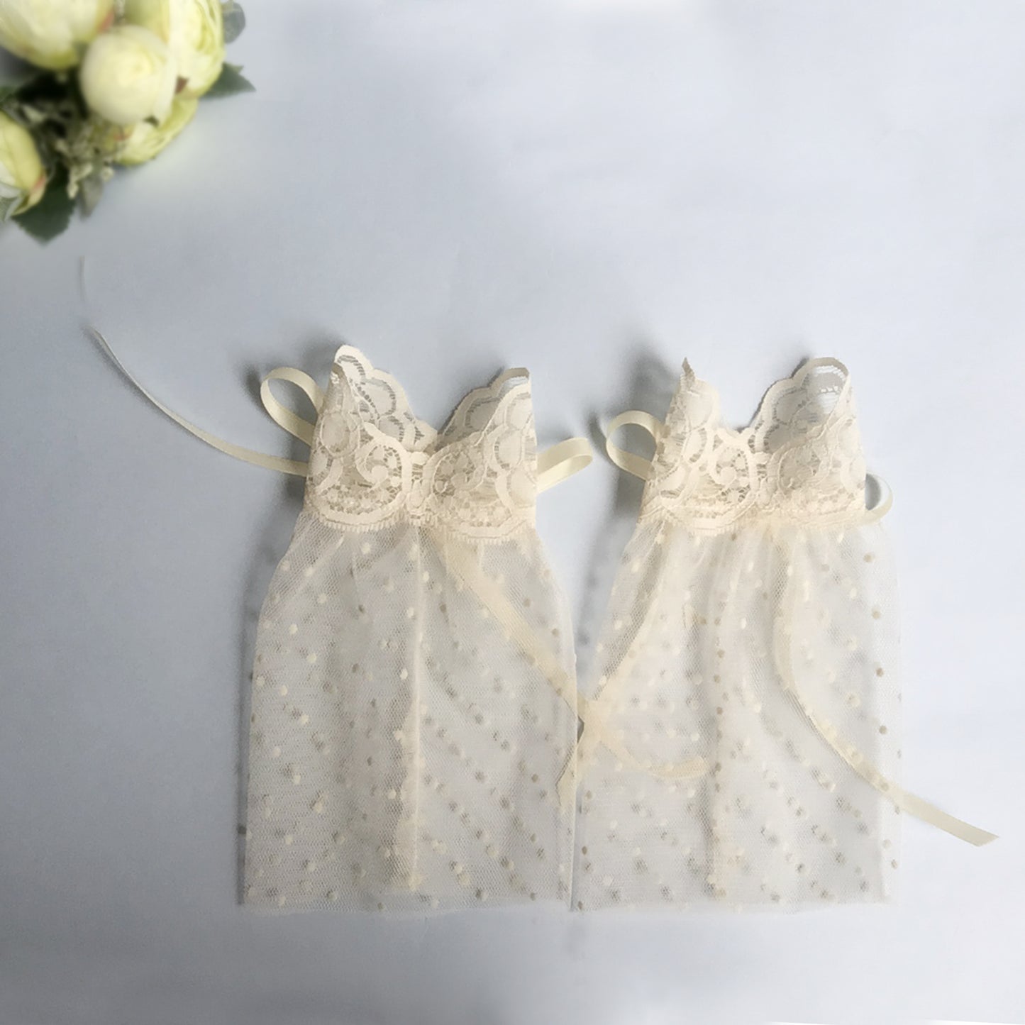 Polka Dot Lace Cuff Bracelet Ivory, Tea Party Lace Gloves, Vintage, Wedding