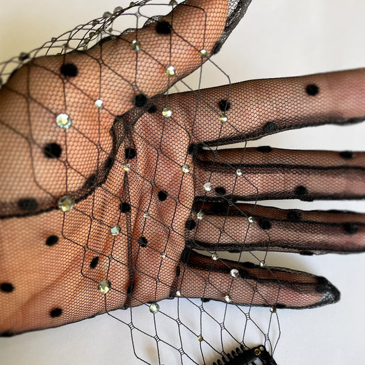 Máscara de velo de cristal negro Máscara de ojos de cristal Velo de bola de mascarada Máscara gótica pastel Burlesque