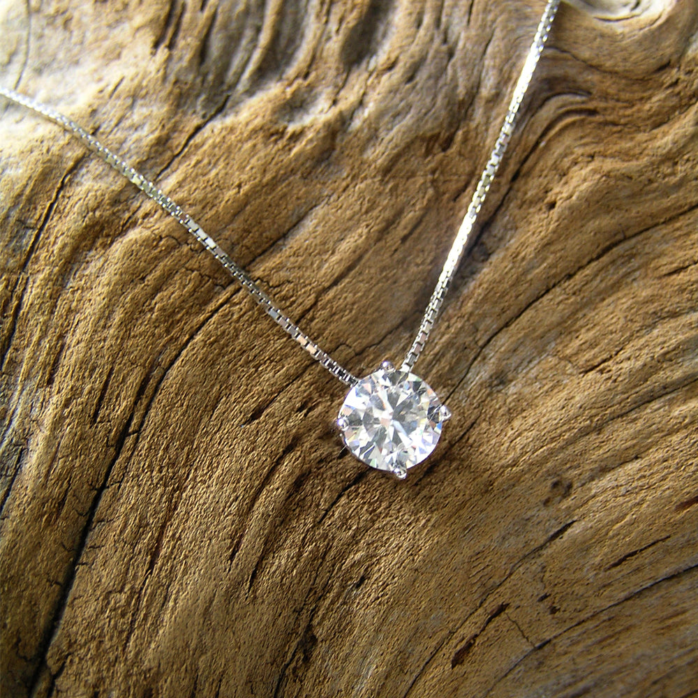 Crystal Necklace Sterling Silver, Tiny Crystal Charm Necklace, Minimalist Jewelry Silver, Gift for Mum