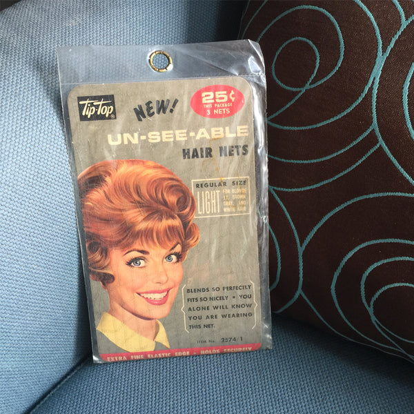 1960 Tip Top Nylon Hair Net, Hairnet, Accesorios para el cabello vintage, Rubio, Marrón claro, Gris, Blanco