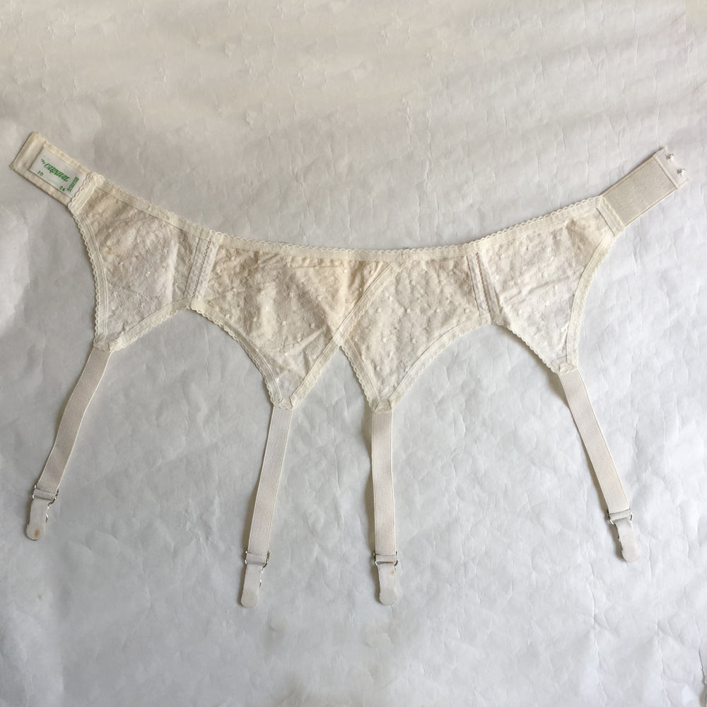 Vintage Embroidered Fabric Garter Belt, Suspender Belt, Vintage Lingerie, by Carnival in Size 24 with Original Size Tag