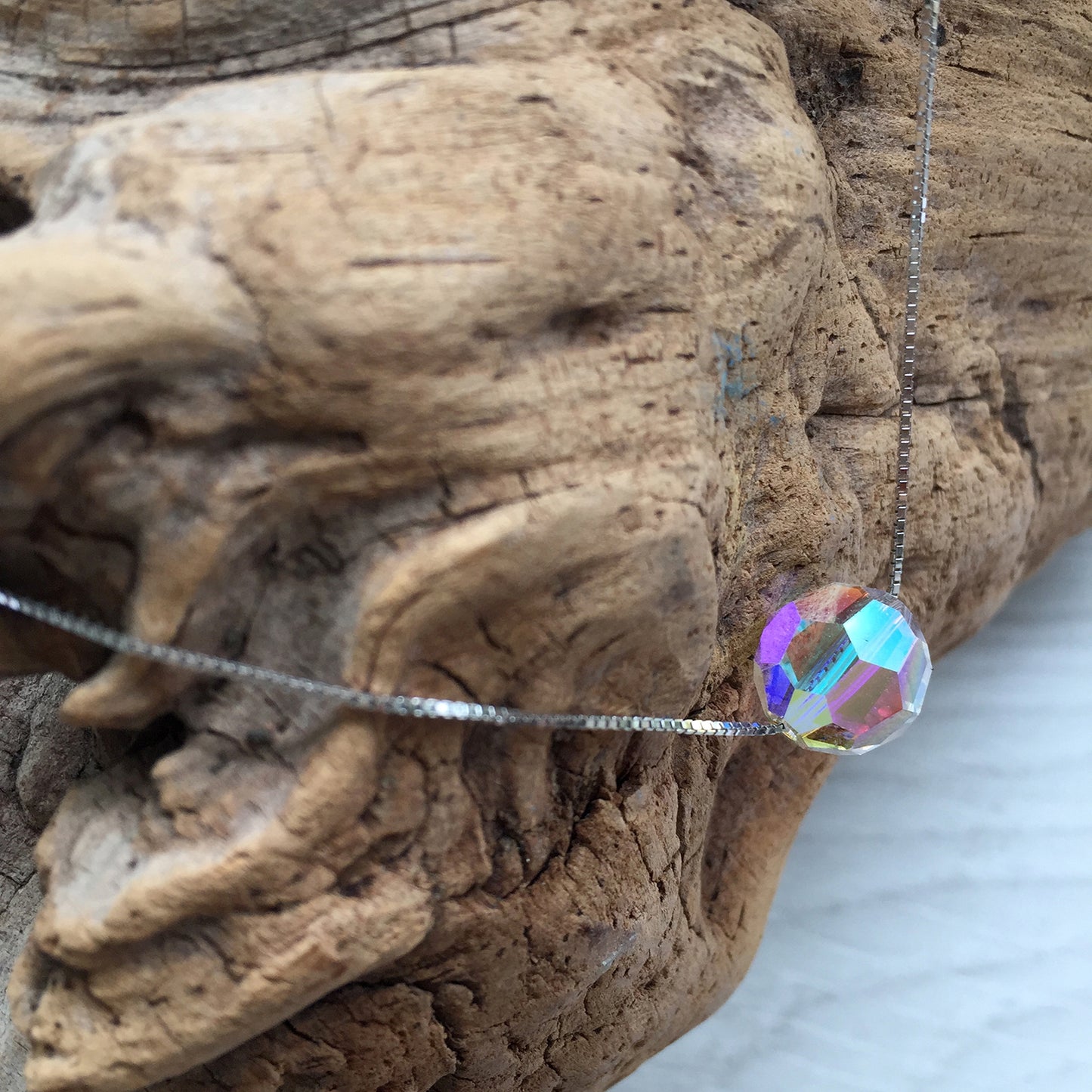Floating Chain Necklace, Crystal Pendant Necklace, Mother Day, Gift Idea