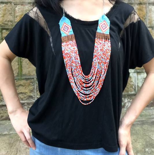 Boho Beads Necklace, Boho Chic Necklace, Hippie Fashion, Multi Strand Seed Bead Necklace, Music Festival