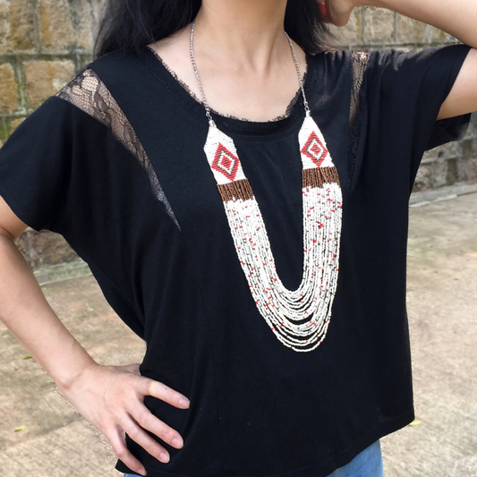 Boho Necklace, Hippie Fashion, Multi Strand Seed Bead Necklace