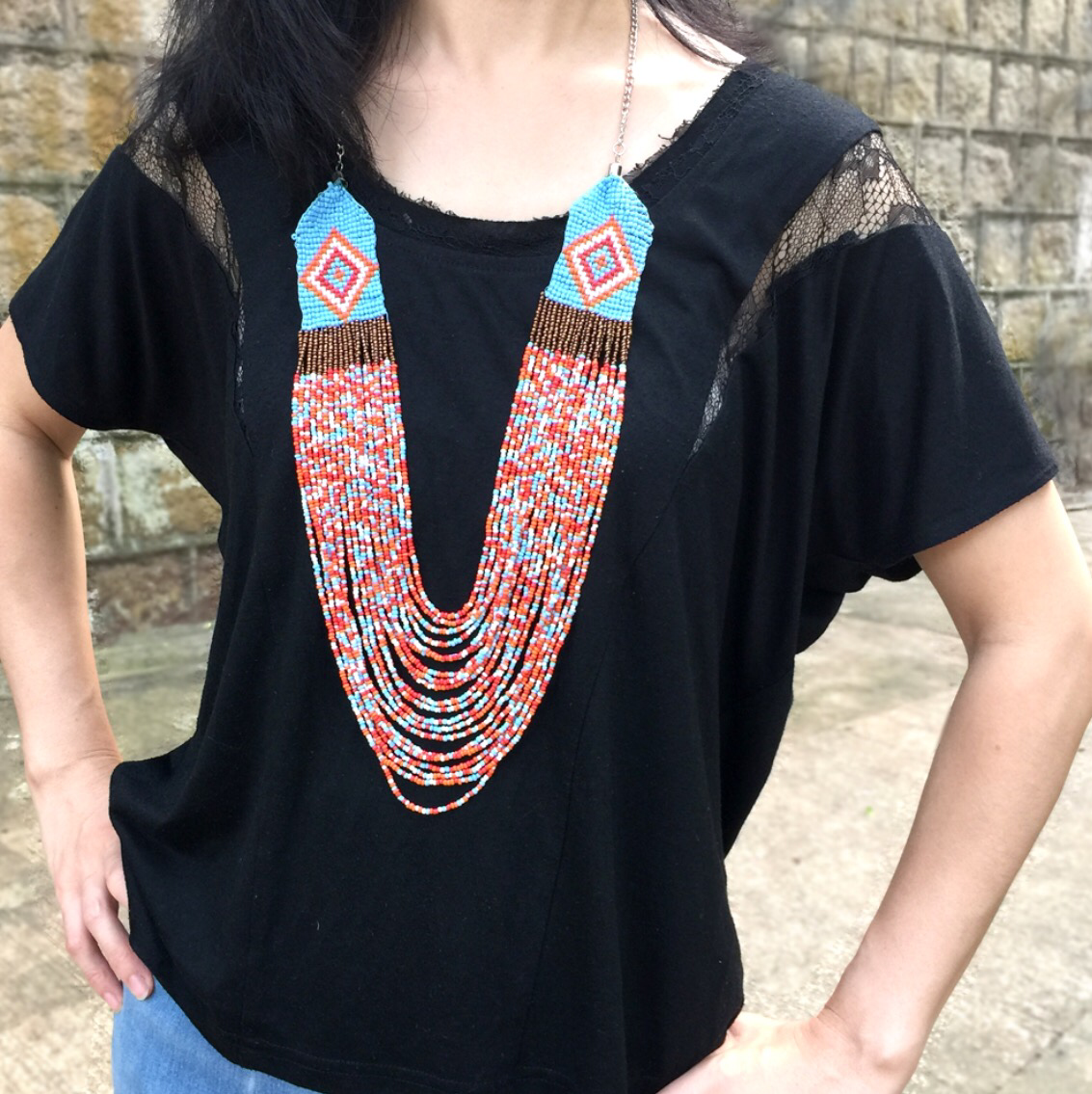 Boho Beads Necklace, Boho Chic Necklace, Hippie Fashion, Multi Strand Seed Bead Necklace, Music Festival