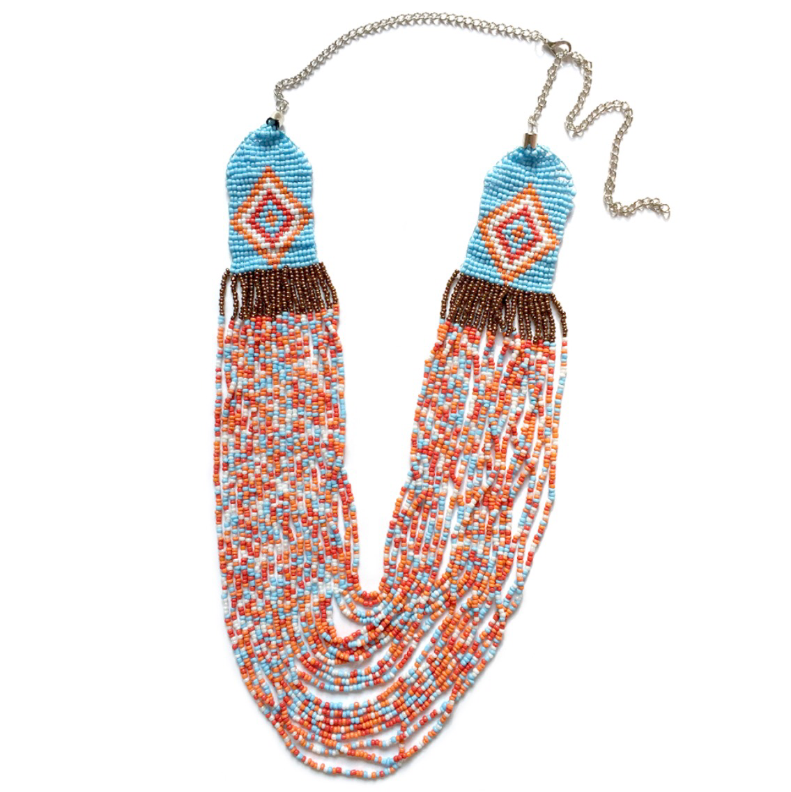 Boho Beads Necklace, Boho Chic Necklace, Hippie Fashion, Multi Strand Seed Bead Necklace, Music Festival