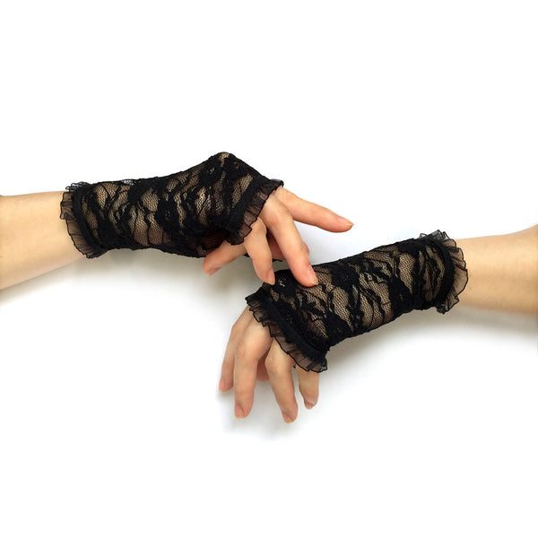 Black Gloves Womens, Black Fingerless Lace Gloves, Black Gloves