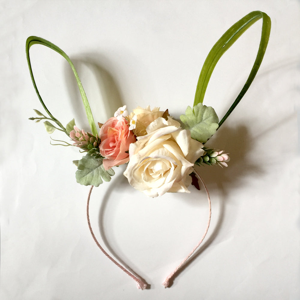 Floral Bunny Ears Headband, Floral Easter Bunny Ears, Kids & Adult Bunny Ears