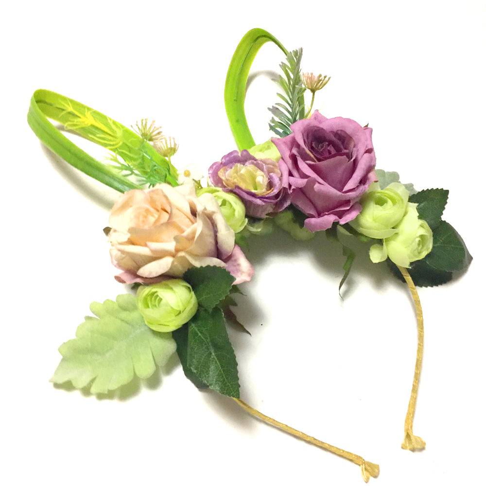 Floral Bunny Ears Headband, Floral Easter Bunny Ears, Kids & Adult Bunny Ears