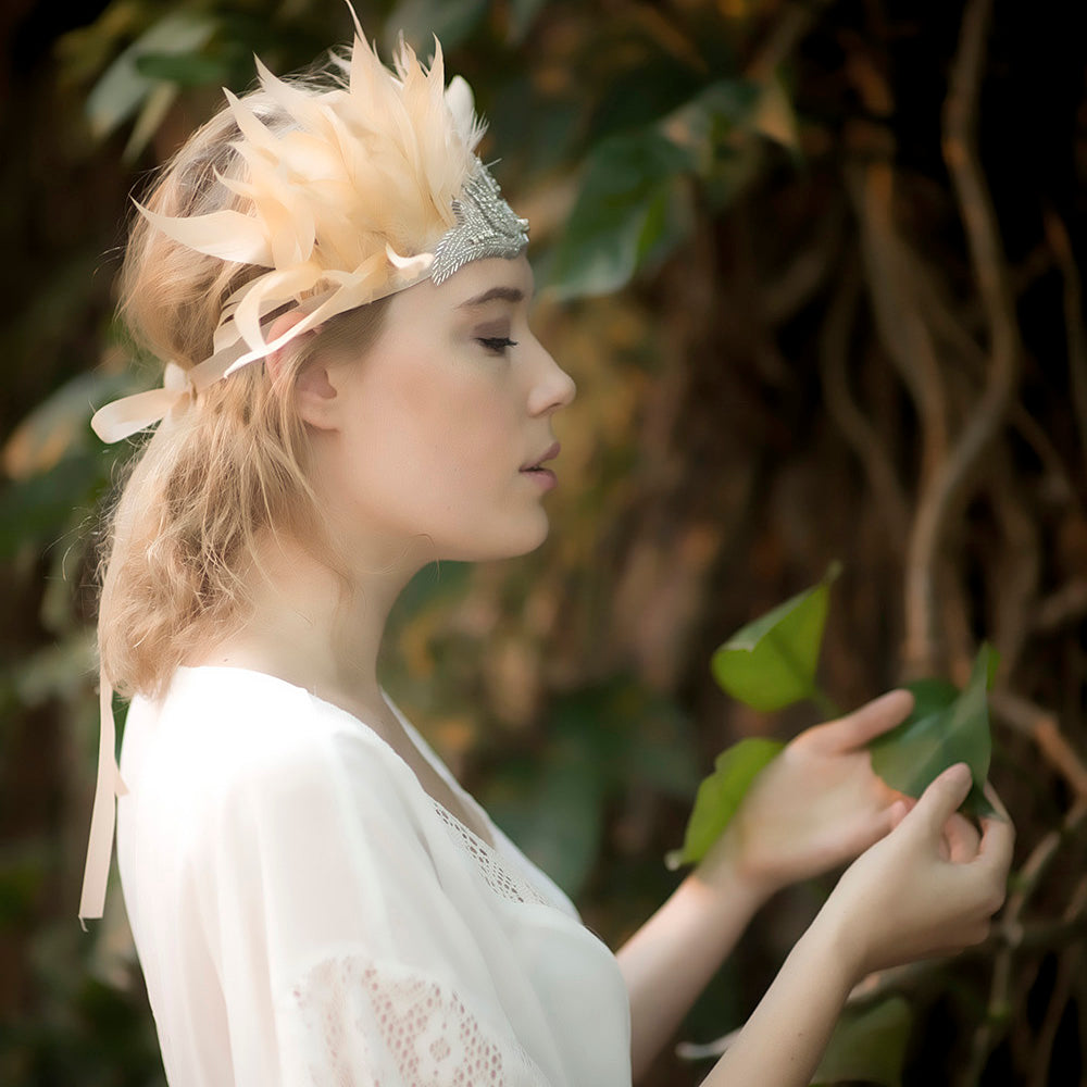 Bohemian Wedding Hair Accessory, Feather Headdress, Feather Headpiece Costume, Boho Chic Jewelry