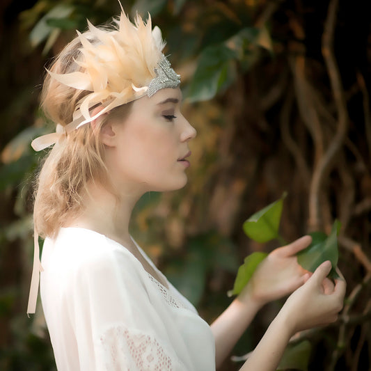 Bohemian Wedding Hair Accessory, Feather Headdress, Feather Headpiece Costume, Boho Chic Jewelry
