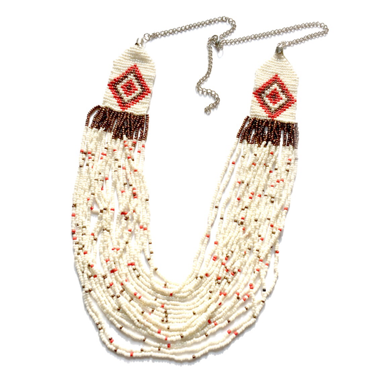 Boho Necklace, Hippie Fashion, Multi Strand Seed Bead Necklace