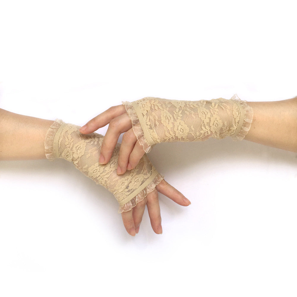 Fingerless Gloves, Ivory Lace Gloves, Ivory Gloves
