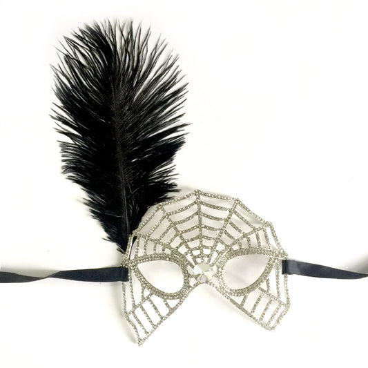 Halloween Costume, Spiderweb Mask, Cosplay Party Mask, Rhinestone Mask for Men