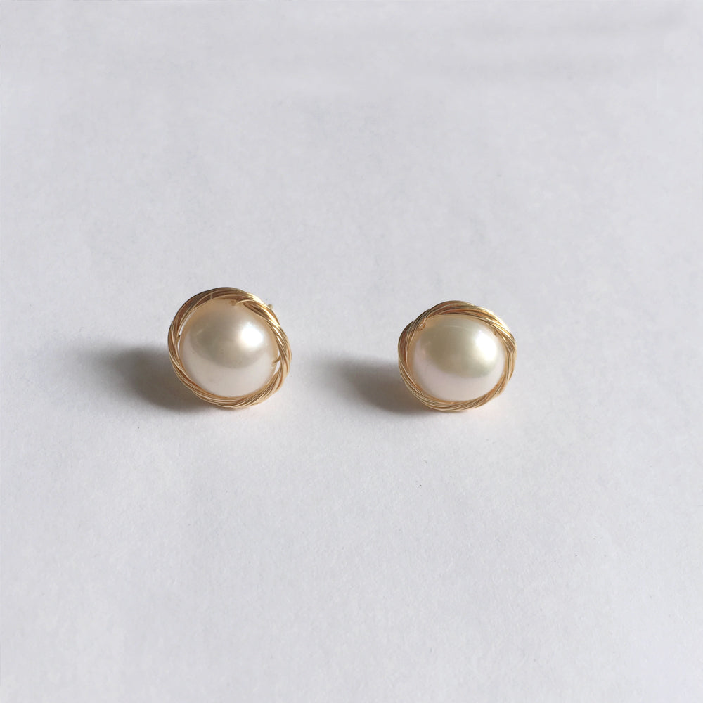 Pendientes de perlas simples, pendientes de oro con perlas barrocas, regalo para mamá