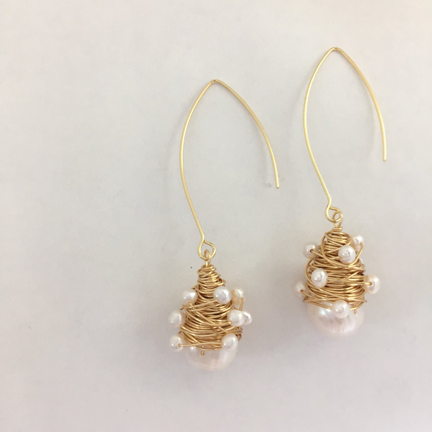 Baroque Pearl Dangle Earrings, Valentine’s Day Gift, Boho Hippie Gypsy Wedding Pearl Earrings