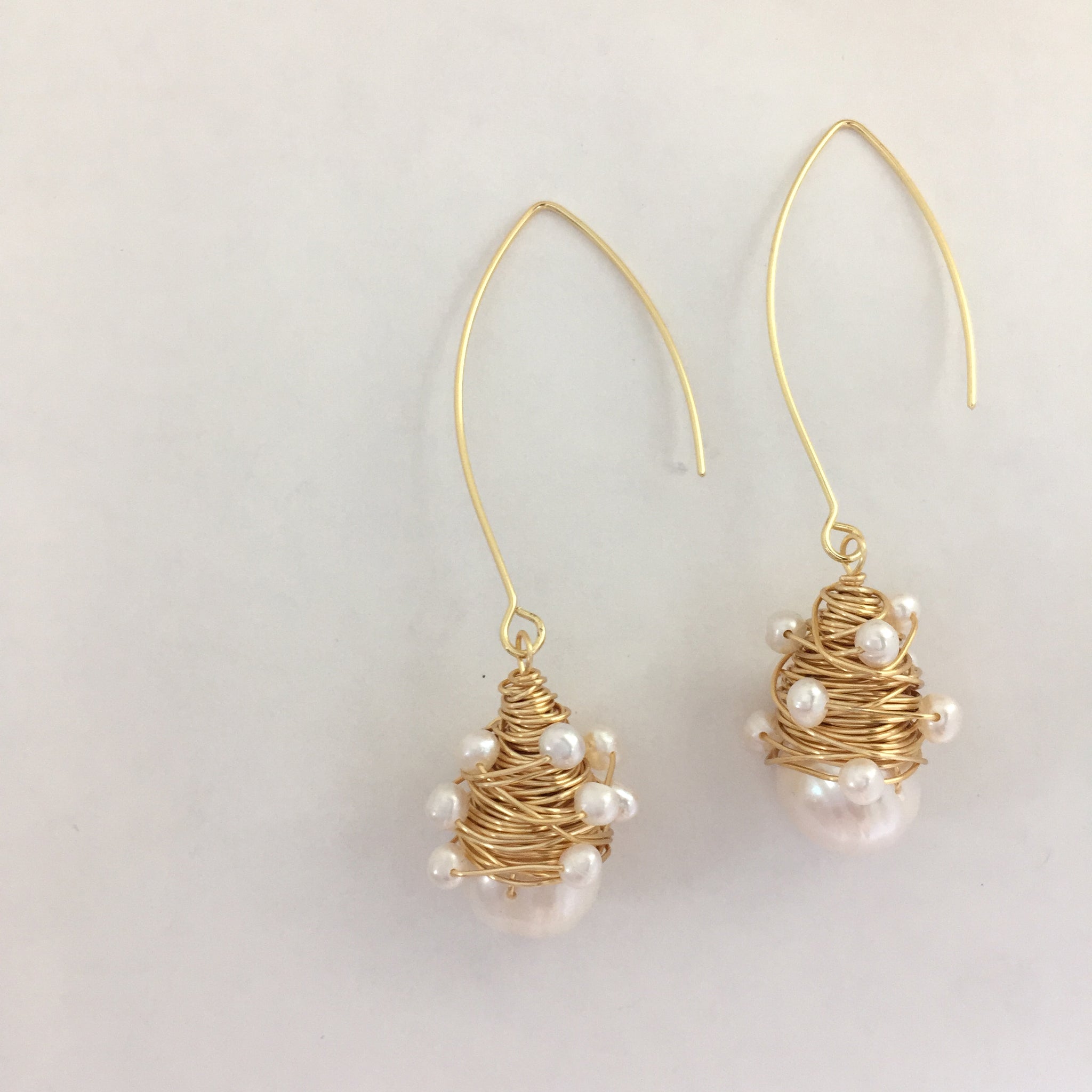 Baroque Pearl Dangle Earrings, Valentine’s Day Gift, Boho Hippie Gypsy Wedding Pearl Earrings