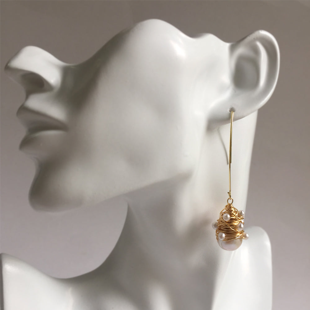 Baroque Pearl Dangle Earrings, Valentine’s Day Gift, Boho Hippie Gypsy Wedding Pearl Earrings