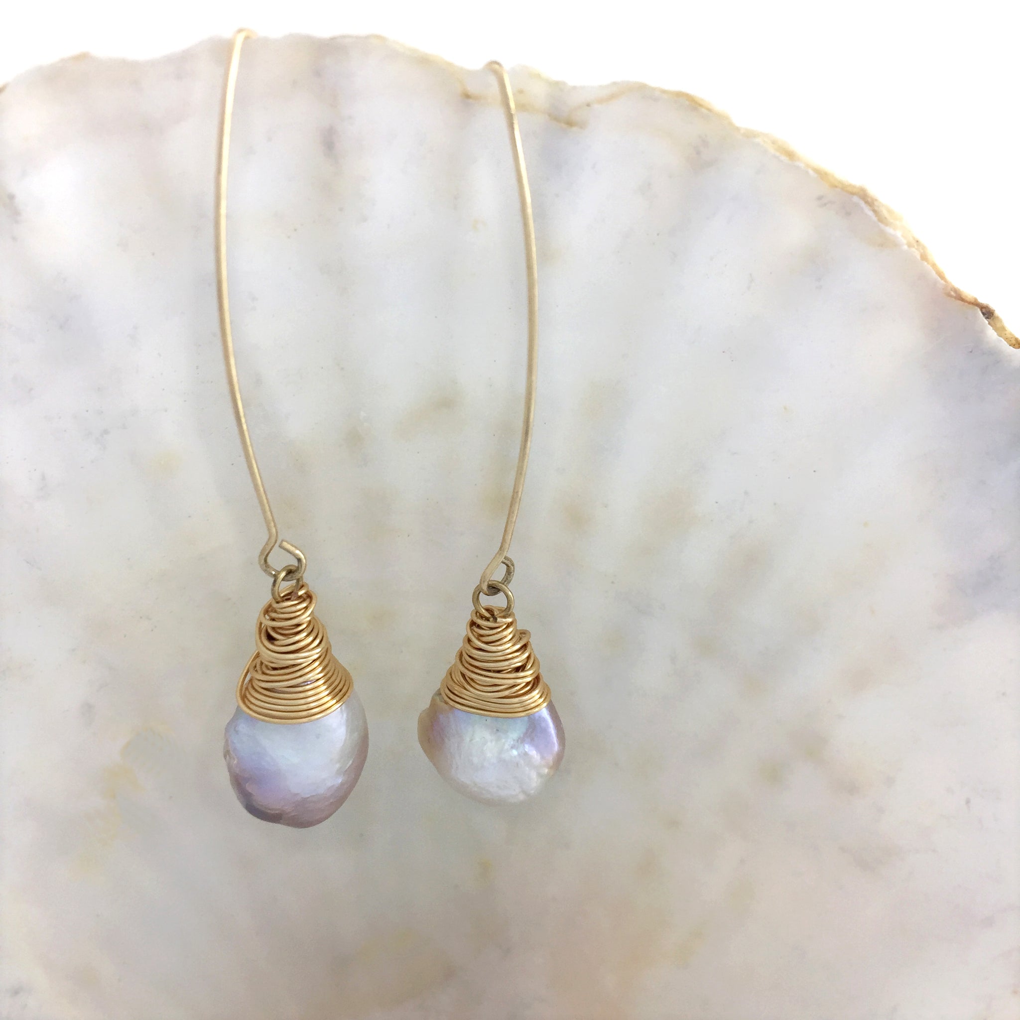 Bridal Baroque Pearl Drop Earrings, Mother’s Day Gift, Boho Hippie Gypsy Pearl Earrings