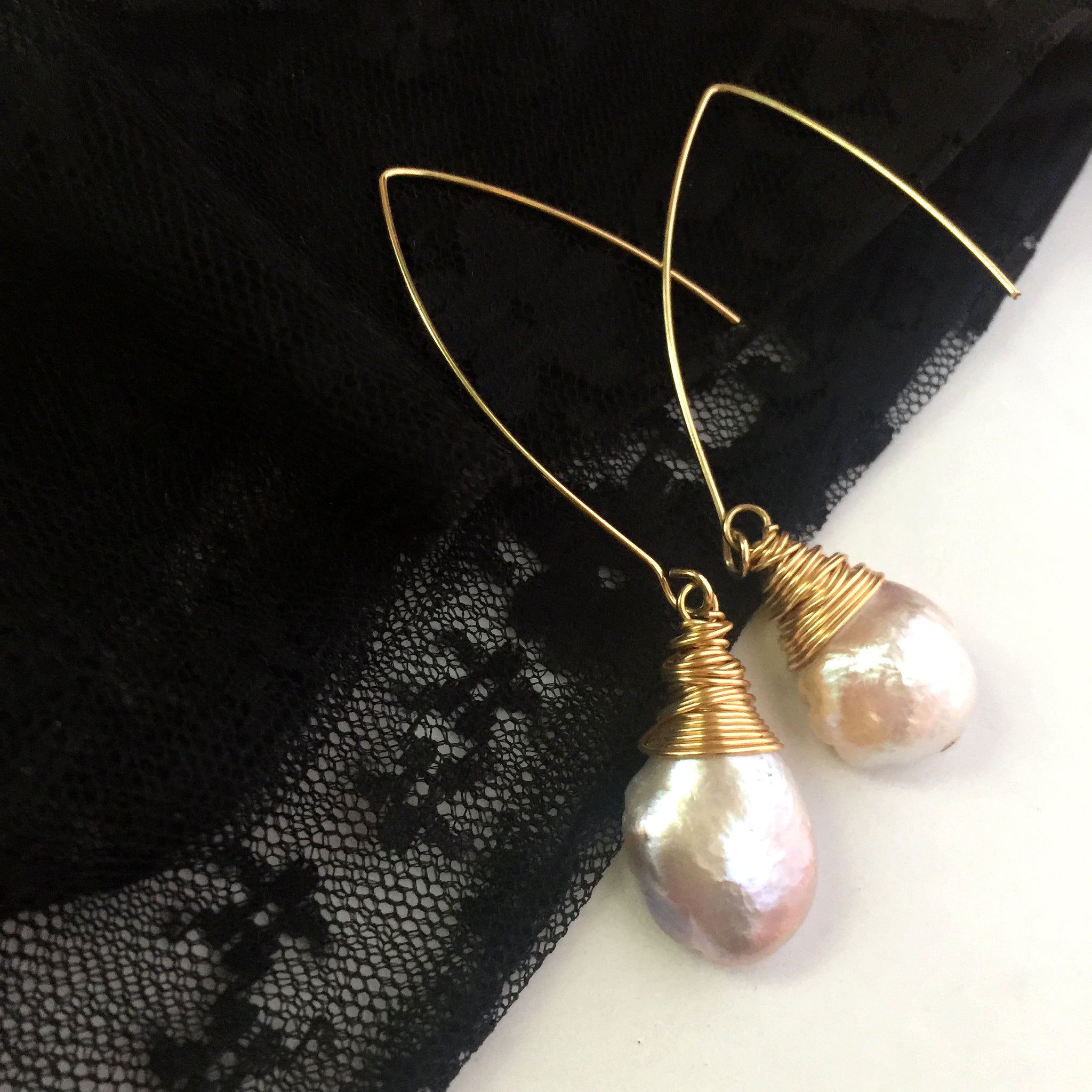 Bridal Baroque Pearl Drop Earrings, Mother’s Day Gift, Boho Hippie Gypsy Pearl Earrings