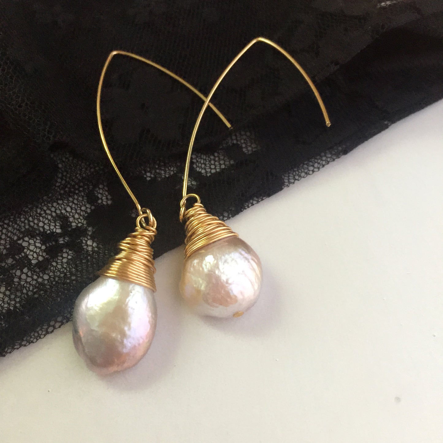 Bridal Baroque Pearl Drop Earrings, Mother’s Day Gift, Boho Hippie Gypsy Pearl Earrings