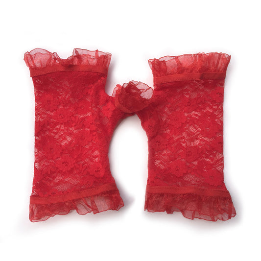 Red Fingerless Gloves, Red Lace Gloves, Red Gloves